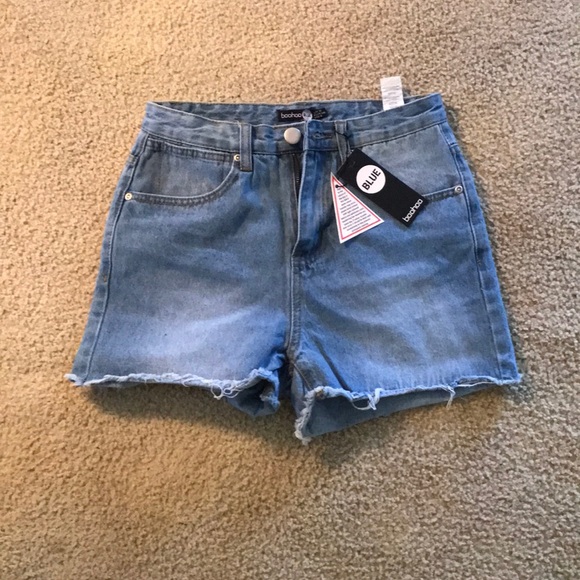Boohoo Pants - Cute High Waisted Blue Jean Shorts